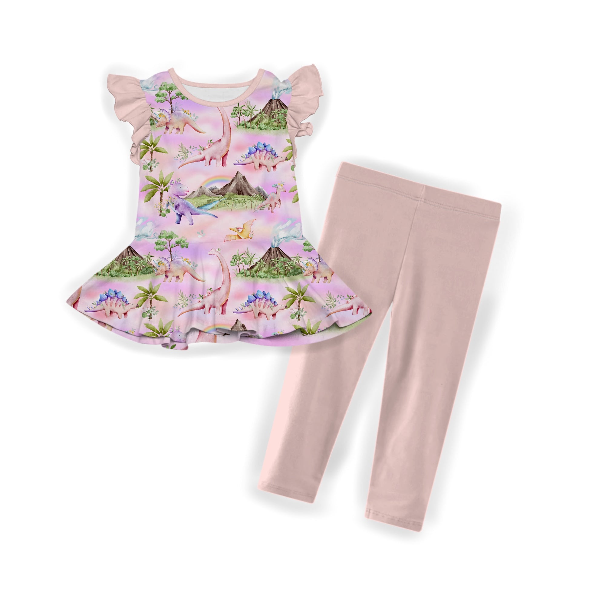 Fairytale Fossils Flutter Sleeve Peplum w/ Leggings