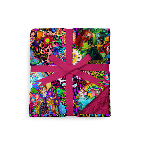 85”x63” Prism Princesses Bamboo Fur Backed Blanket W/ Ruffle Trim