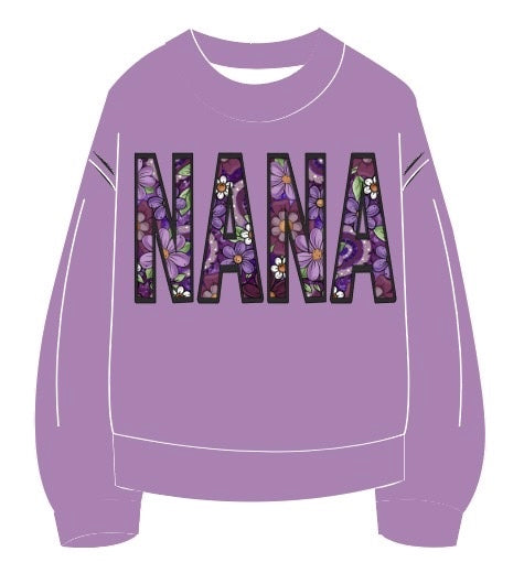 Cozy Blooms French Terry Bamboo NANA Crewneck