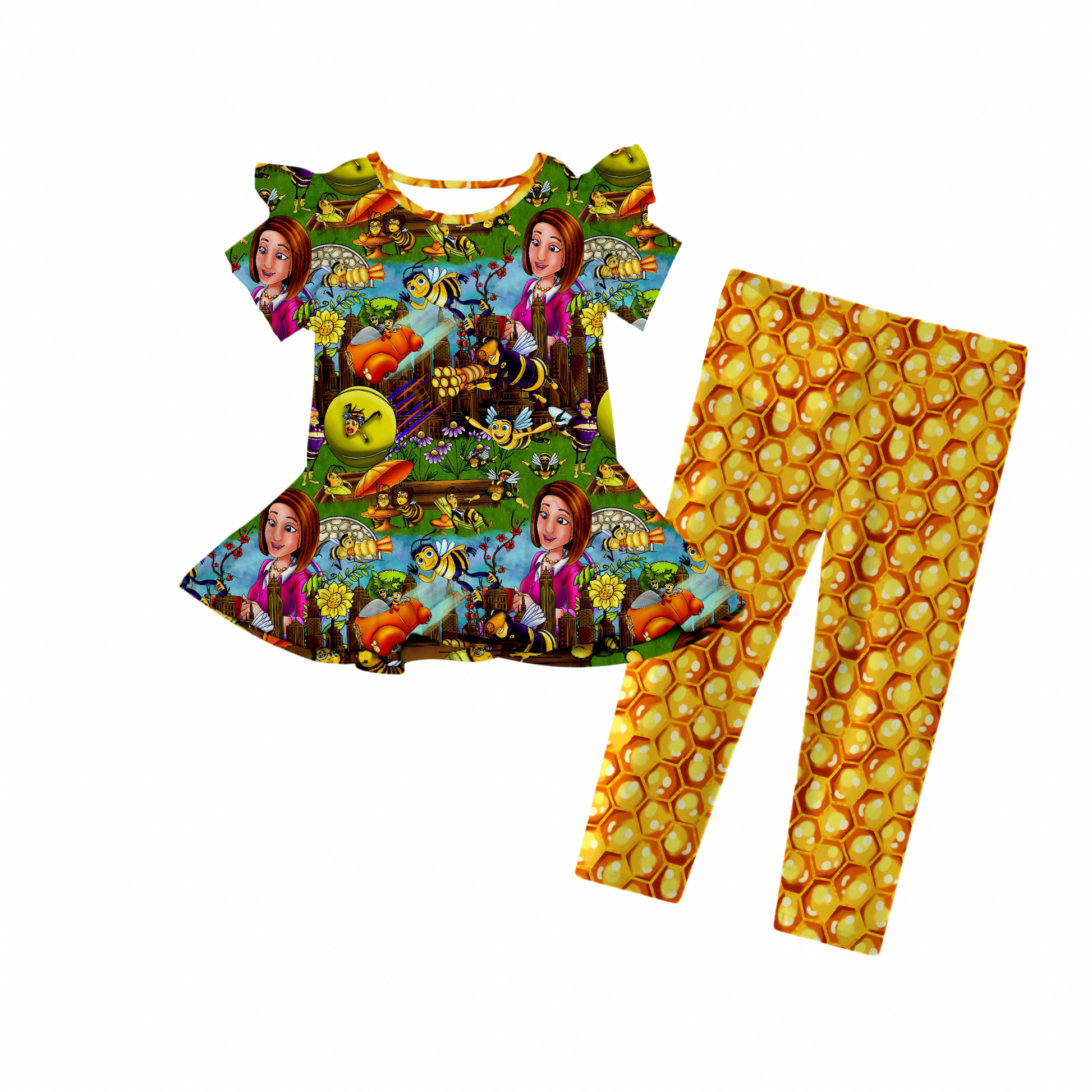 Honey Hustle Short Sleeve Peplum w/ Leggings